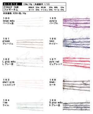 毛糸 中細 アヴリル毛糸 K-1312 フォギータム 10g モヘア | 毛糸のプロ